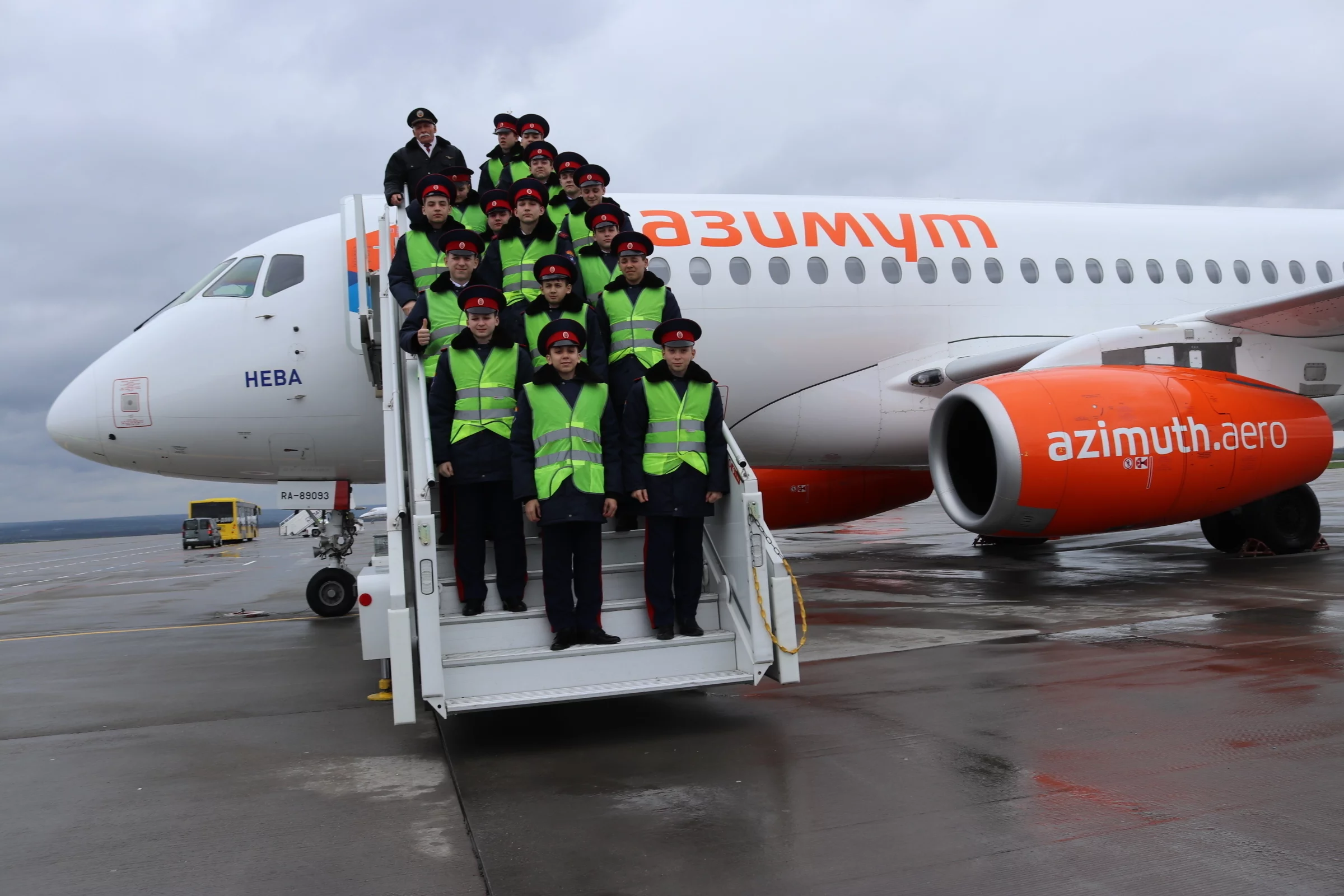 Azimuth Airline welcomes cadet corps students aboard the NEVA aircraft